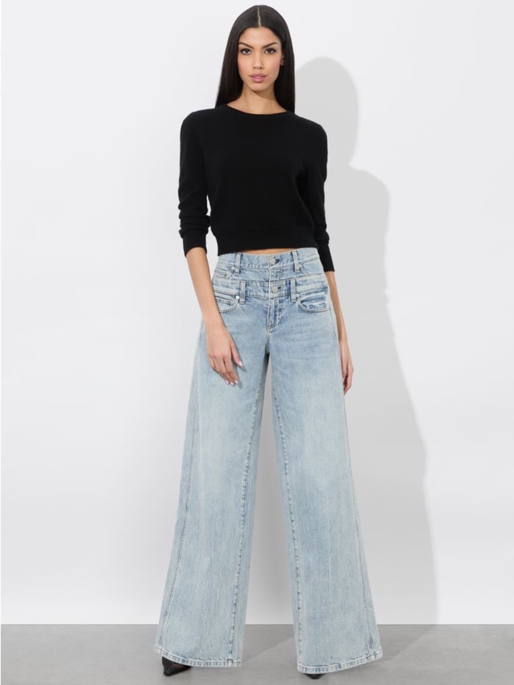 Light Blue Women's High-Waist Wide Leg Jeans